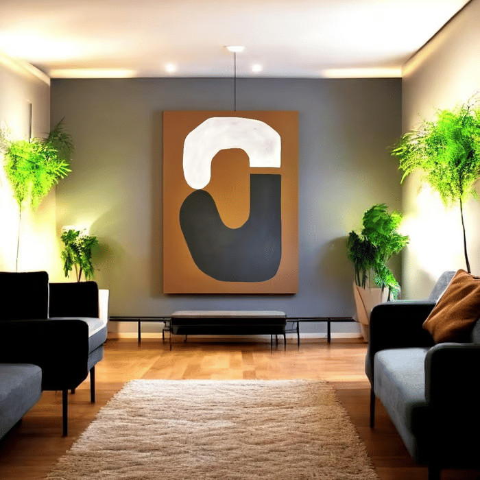 Quadro Decorativo Forma Orgânica Marrom Minimalista 60x90 Tela Canvas Grande Pronto Para Pendurar Sala