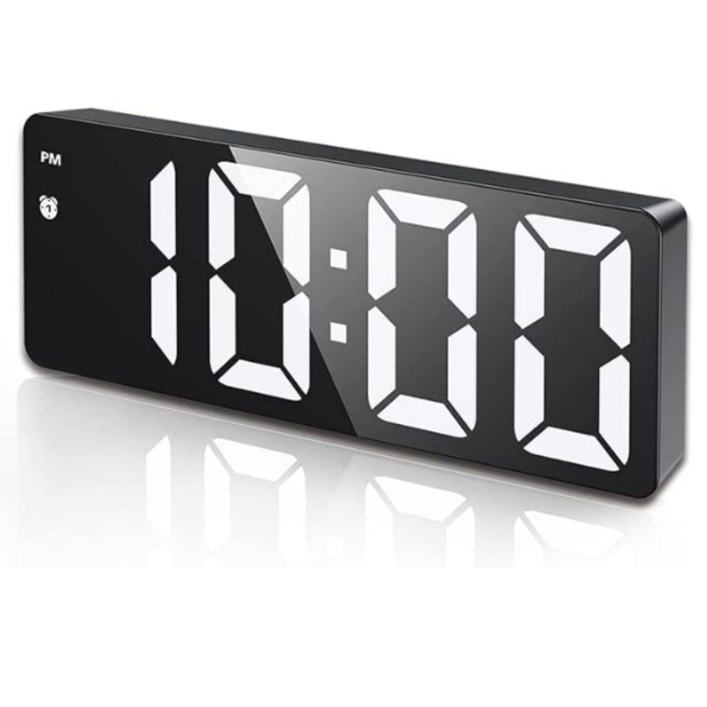 Relógio Despertador Digital, LED Eletrônico Visor de Temperatura, Brilho Ajustável