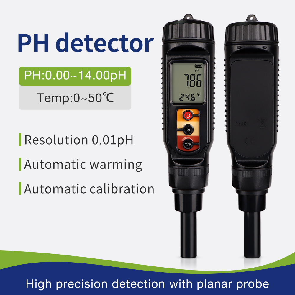 Medidor Digital de pH de Dupla Função com Teste de Temperatura, Visor LCD com Luz de Fundo, Sensor de Alta Precisão,