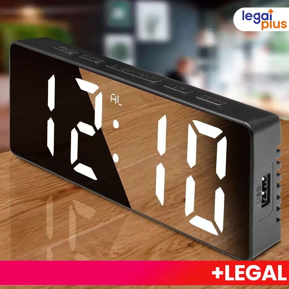 Relógio Digital de Mesa com Display LED, Visor Claro e Compacto para Escritório e Casa