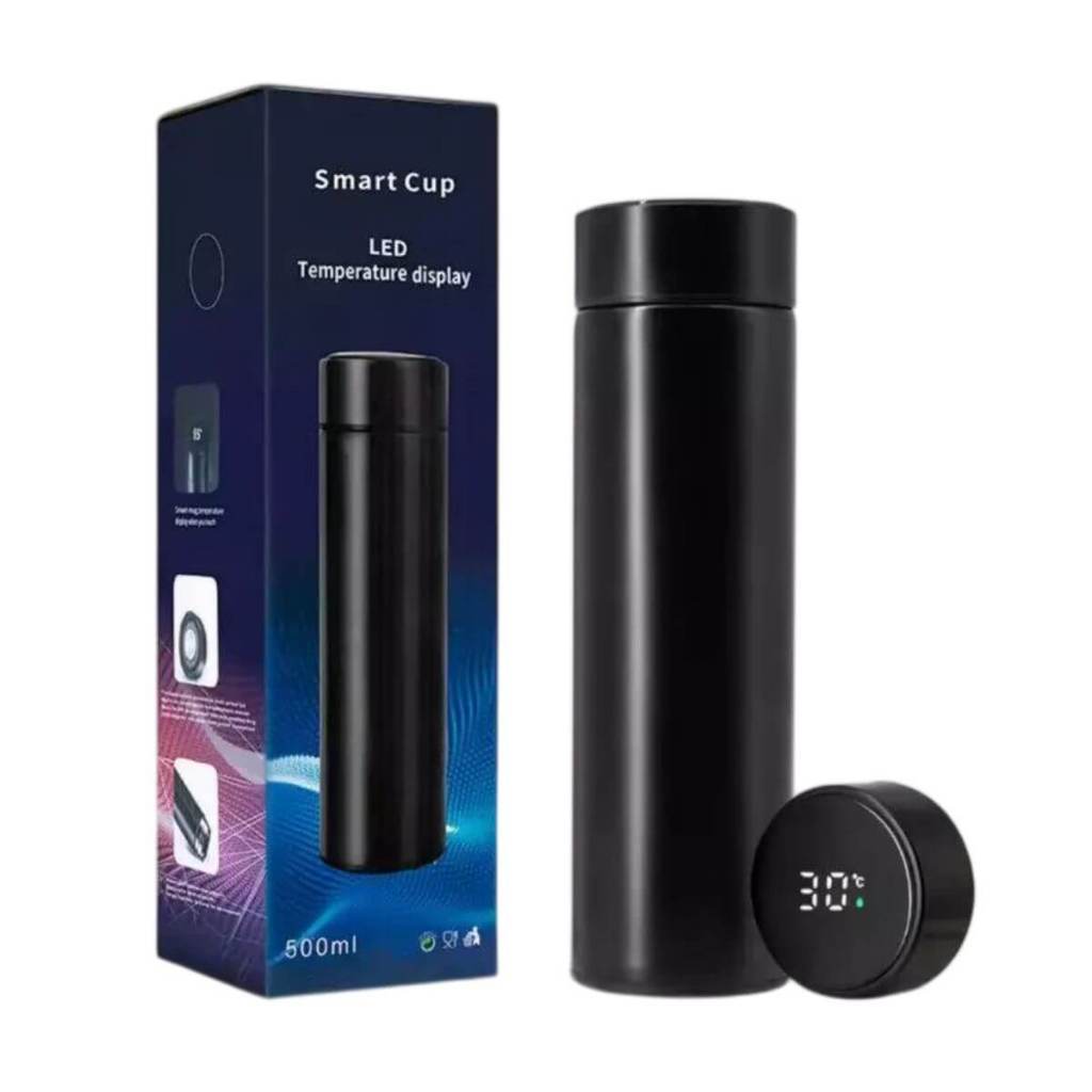 Garrafa Térmica 500ml Inox com Visor Digital de Temperatura LED – Quente e Frio