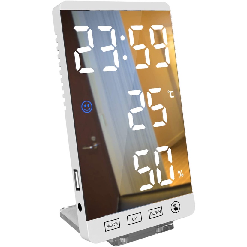 Relógio Depertador Digital Mesa Cabeceira Data Temperatura Umidade Alarme Visor Números Grande