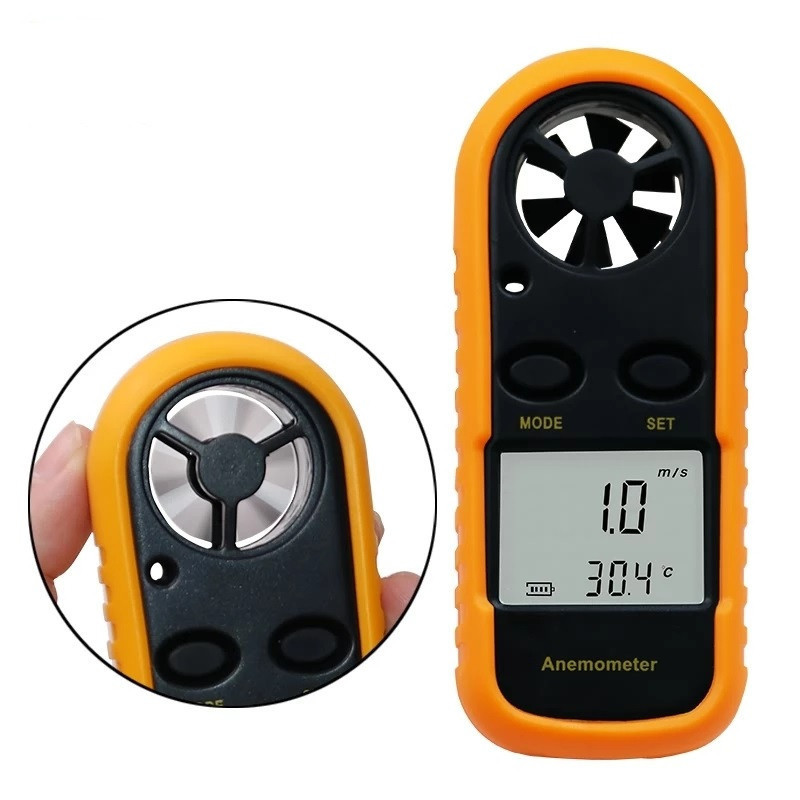 Anemômetro Digital 0-30m/s Com Visor LCD Retroiluminado - Medidor de Velocidade do Vento e Temperatura (-10°C a 45°C)