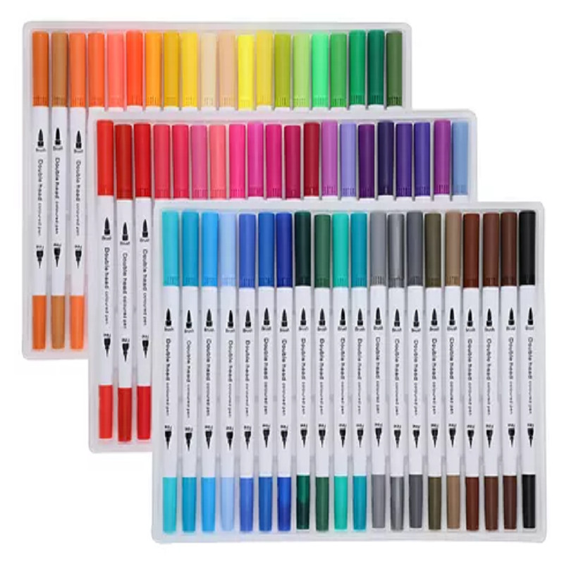 Caneta Brush Pen Kit 36 Cores Com Ponta Dupla Pincel Desenho