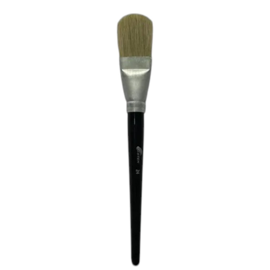 Pincel Cerdas Naturais Macias Para Máscara Escova Estética Facial Limpeza De Pele N°24 Preto Estek