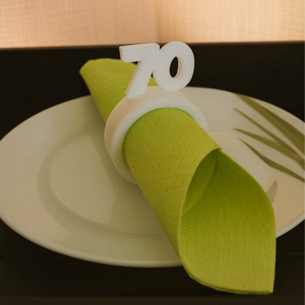Kit Porta Guardanapo com Número Personalizado Mesa Posta Idades 10 a 90 Festa Decor