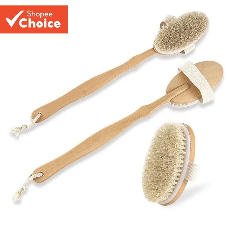 Escova De Banho De Cerdas Naturais : Esfoliante Portátil Para Mulheres , Ideal Limpeza De Costas E Corpo