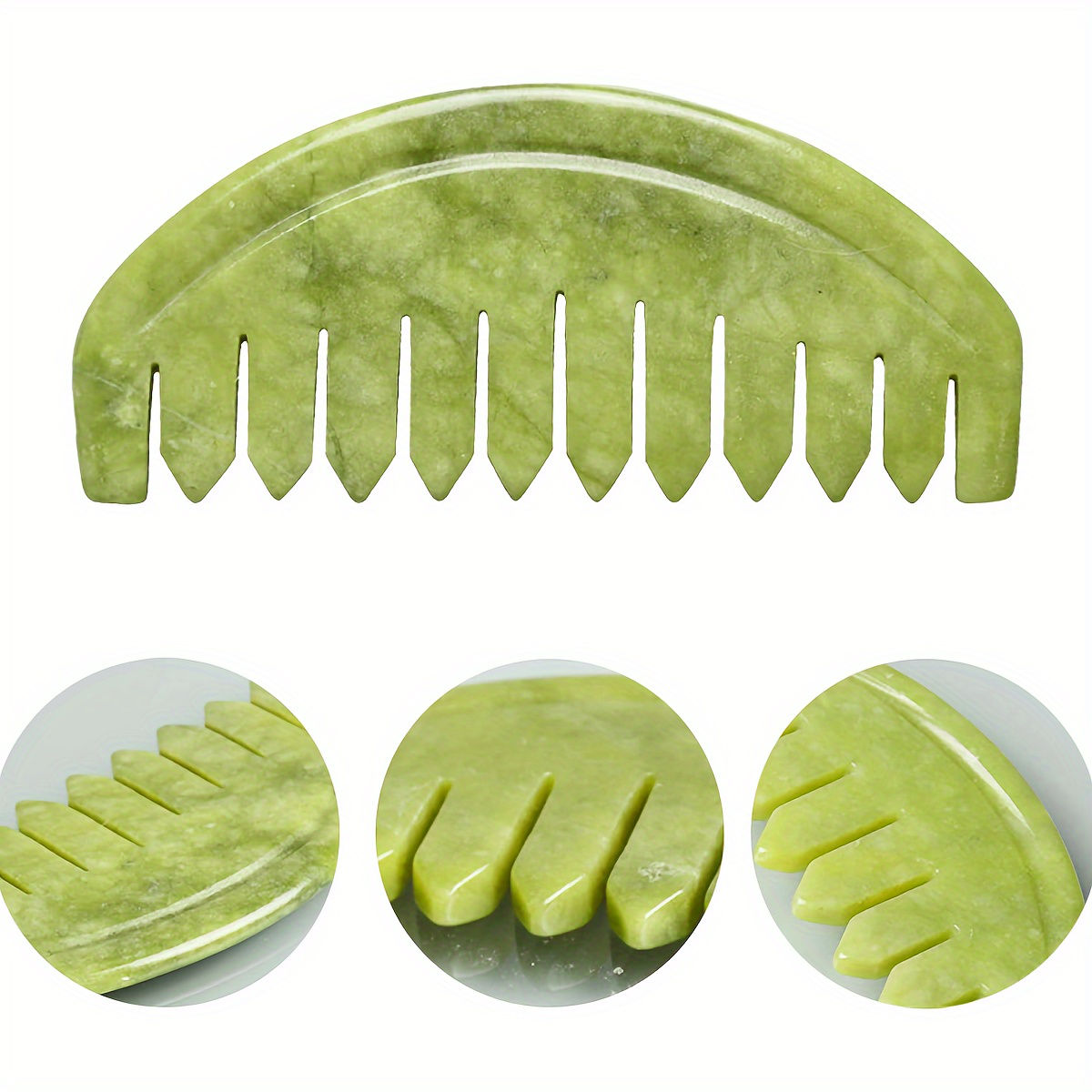 Pente Massageador De Cabeça De Jade Natural , Ferramenta De Relaxamento Para Cuidados Com O Couro Cabeludo Mulheres E Ho