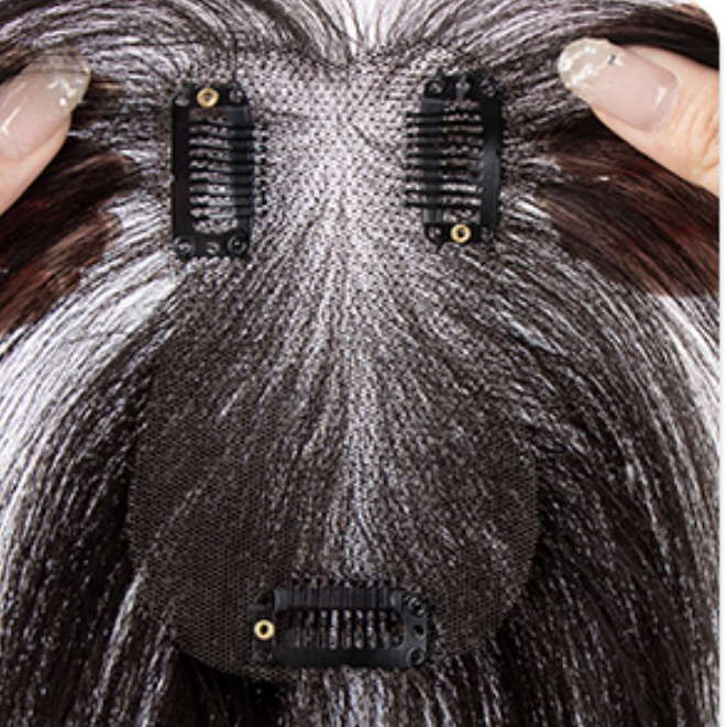 Topper De Cabelo Preto Natural   35cm  Franja Fofa Com Clipe Para Mulheres , Peça De Invisível Sintética