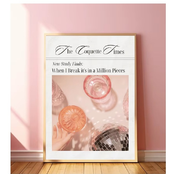 Quadros decorativos Vintage Preppy Rosa Taylor Swift músicas Trendy Jornal Pictures (1 peça)