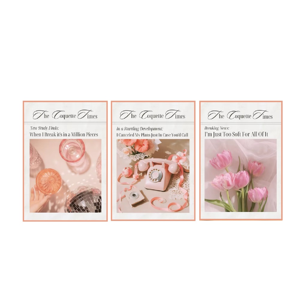 Quadros decorativos Vintage Preppy Rosa Taylor Swift músicas Trendy Jornal Pictures (3 peças)