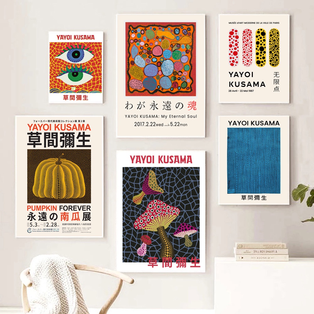 Yayoi Kusama Abóbora Poster Museum Exposição Arte Da Parede Cartazes E Cópias Nordic Pictures for Living Room Decor