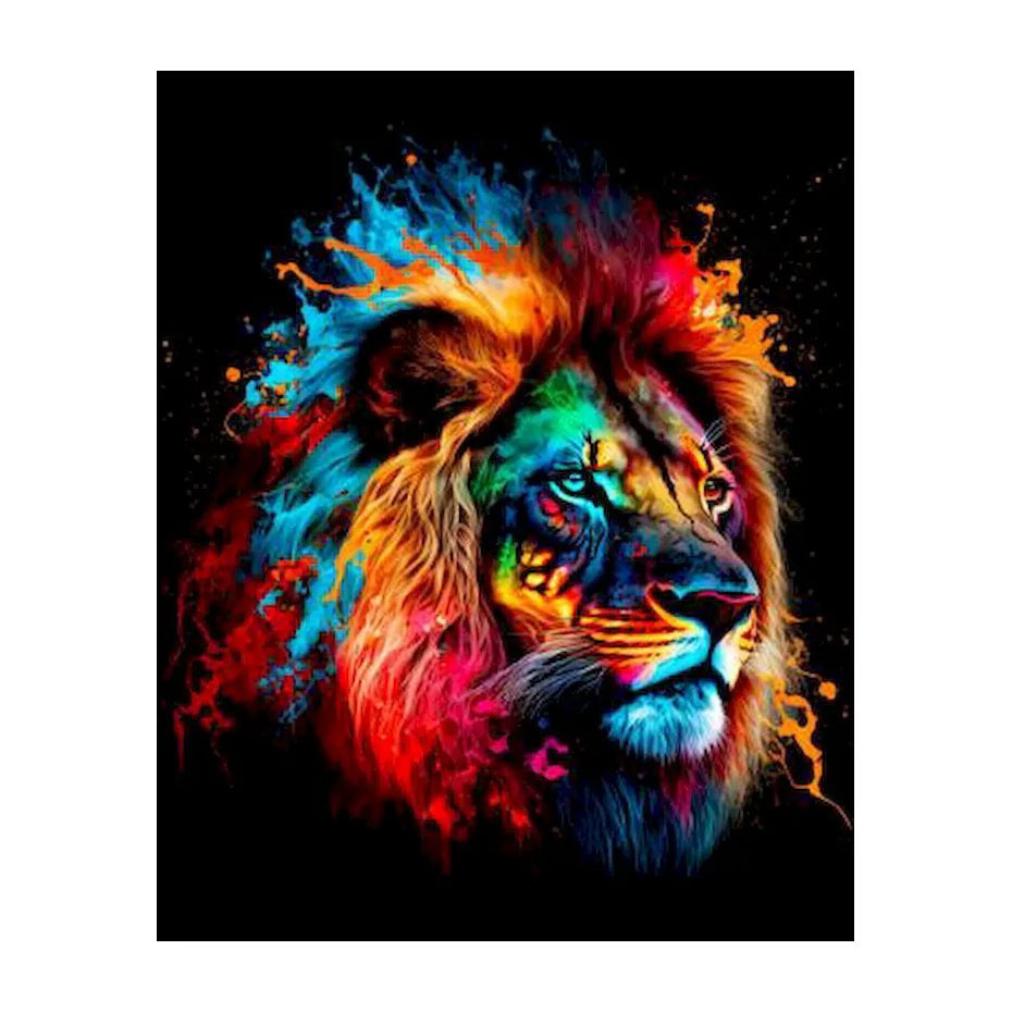 Leão colorido pintura por números, animais Pictures, pintados à mão, DIY, decoração, arte da parede, presente'
