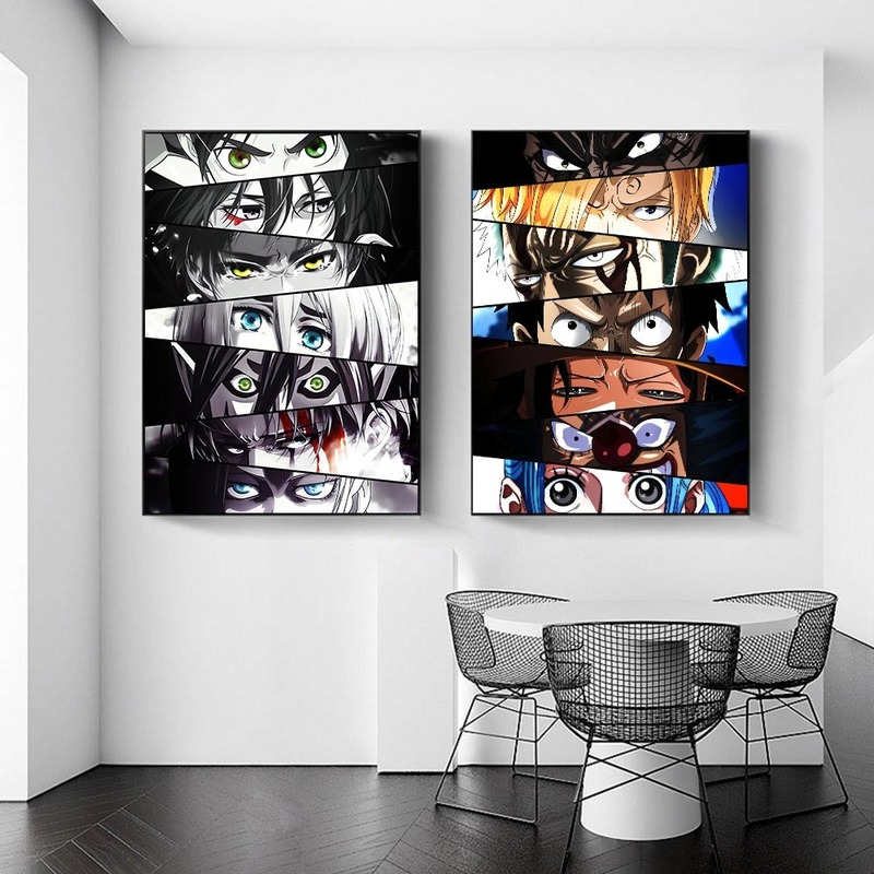 Quadro Anime, Character Eyes, Wall Art, Japonês, Cartoon Pictures, Para Decoração Moderna da Casa