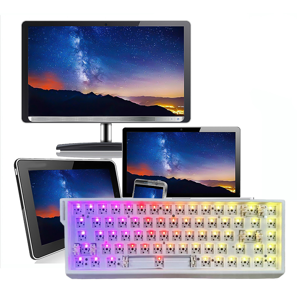 68 Teclas Teclado Mecânico Junta Estrutura Hot Swap RGB Bluetooth 5.0 2.4G Sem Fio PBT DIY