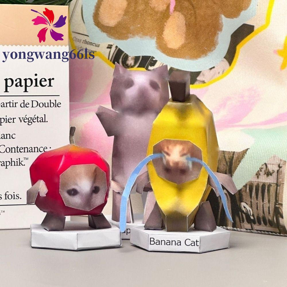 YONGWANG Gato De Papel Dobrável 3D , Decoração De Casa Oiao Cat Huh Modelo , Giratório Para Gatinhos E Gatos