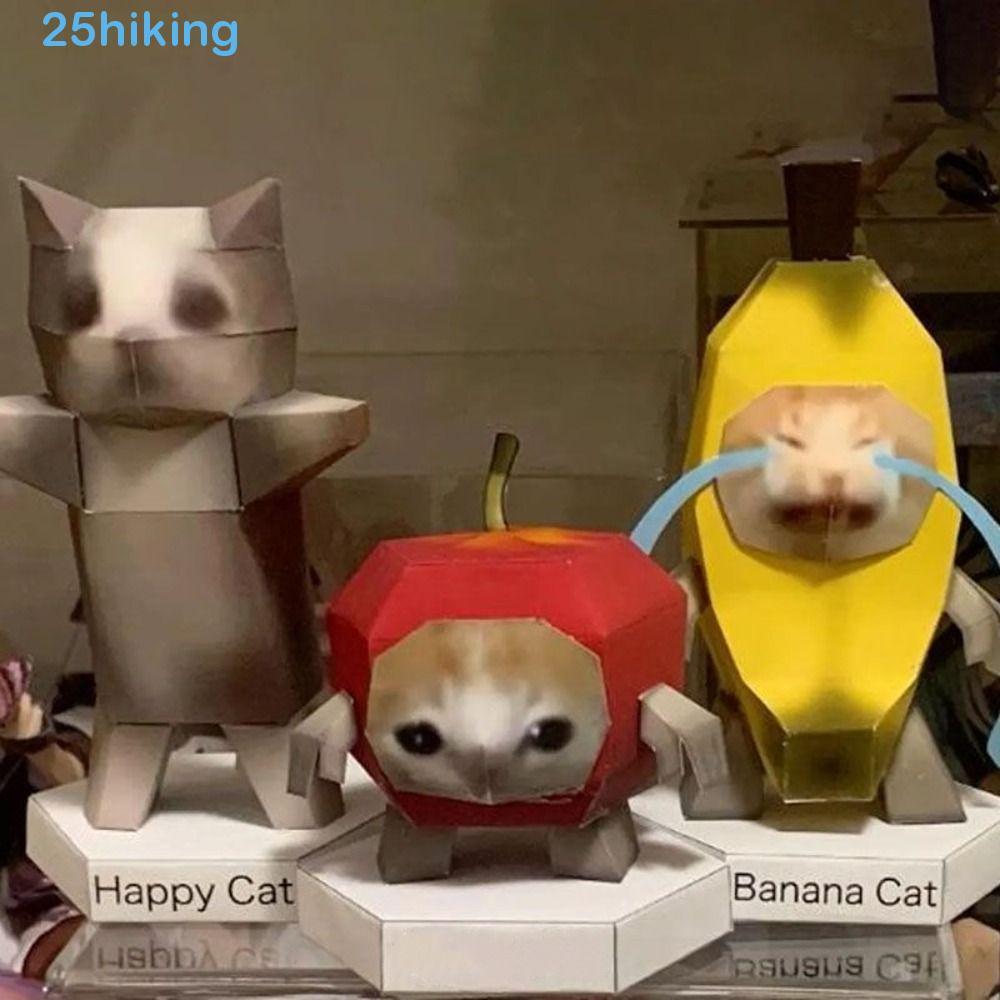 Modelo De Papel Para Gato , Oiao Cat Huh Decoração De Casa Dobrável 3D , Giratório Feito À Mão Gatinhos E Gatos