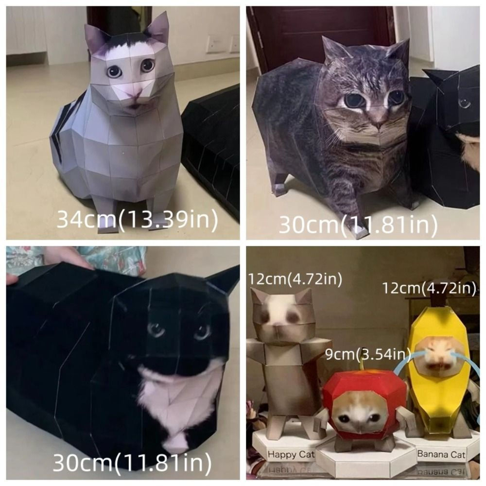 PERTUO Gato De Papel Dobrável 3D , Decoração De Casa Oiao Cat Huh Modelo , Giratório Para Gatinhos E Gatos