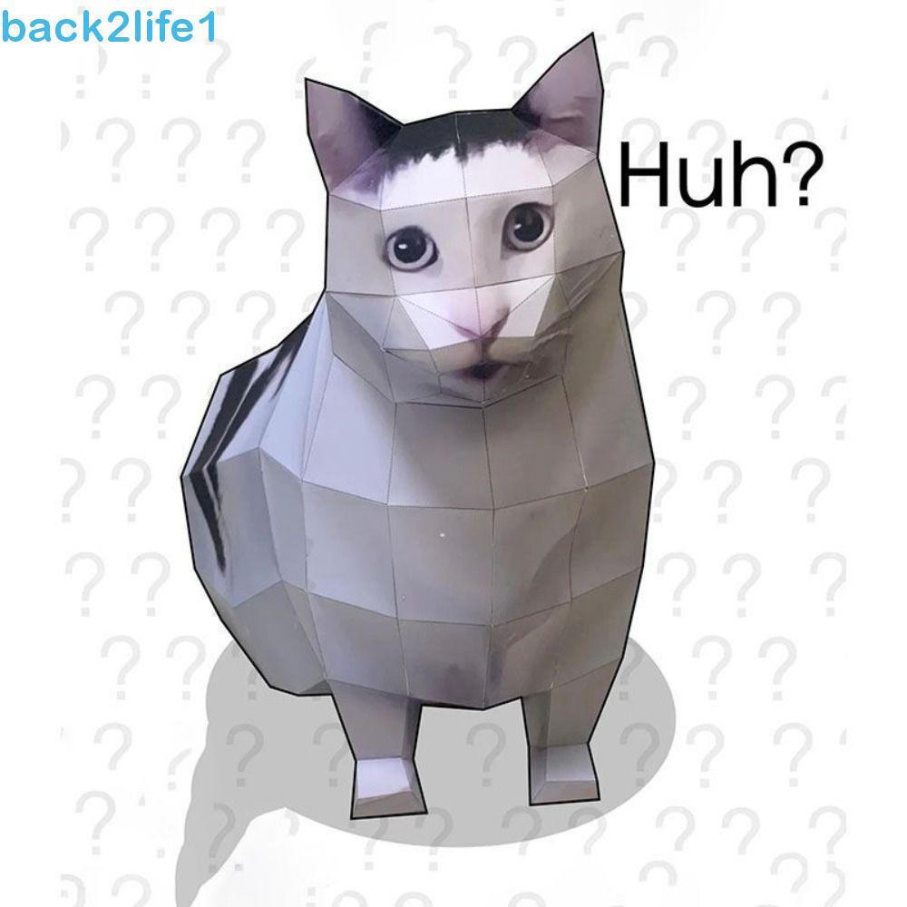 BACK2LIFE1 Modelo De Papel Para Gato , Giratório Oiao Cat Huh 3D Dobrável , Decoração De Casa