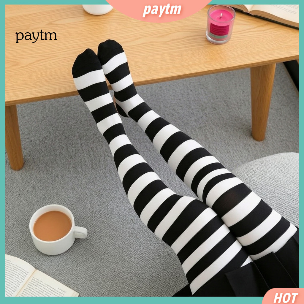Long Leg Socks Christmas Costume Accessories Striped Thigh High for Women Girls – Soft Stretchy Over-the-knee Stocking
