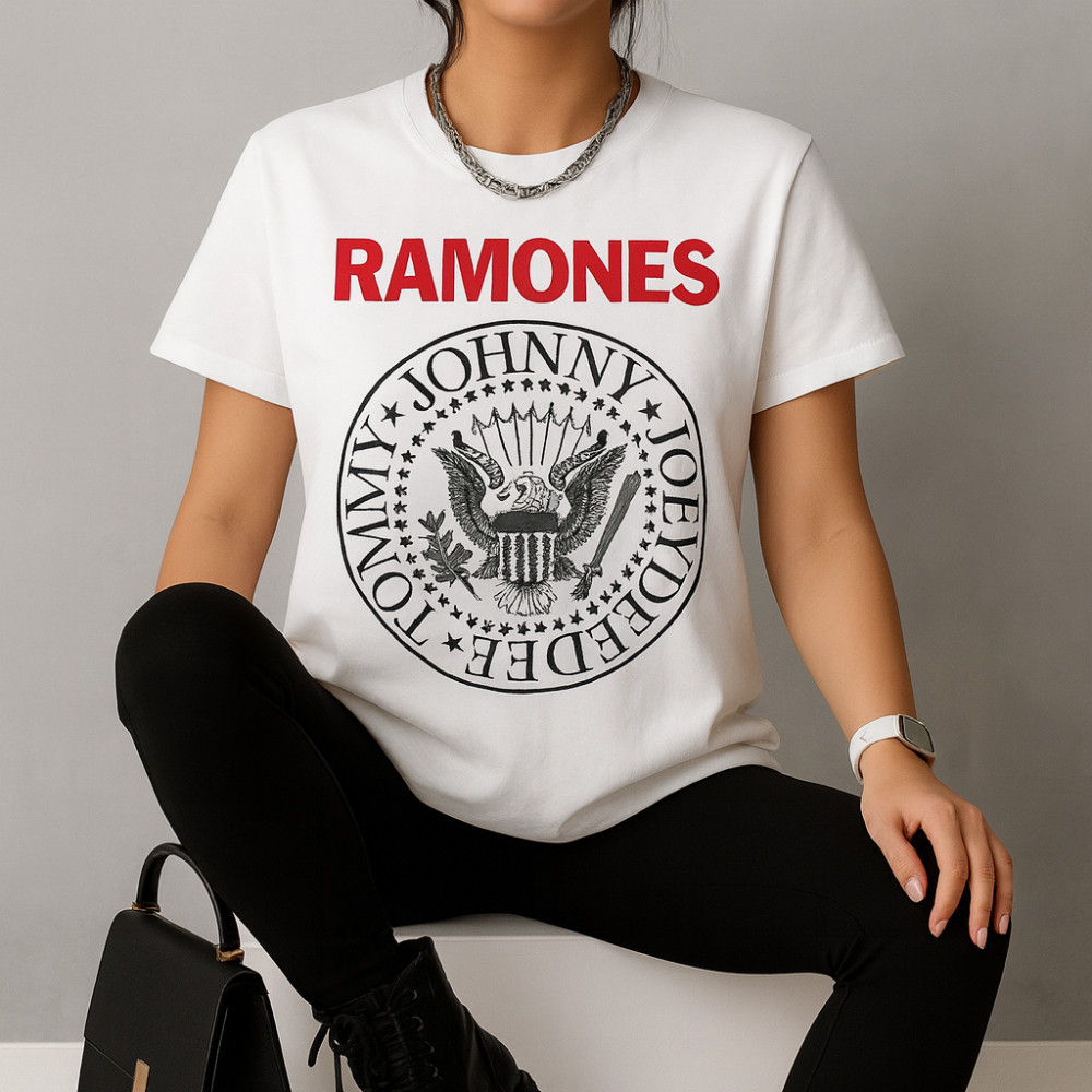 Camiseta Camisa Feminina Algodão Estampa Ramones 619 Banda Rock Festival Show Ootd Outfit Envio Imediato