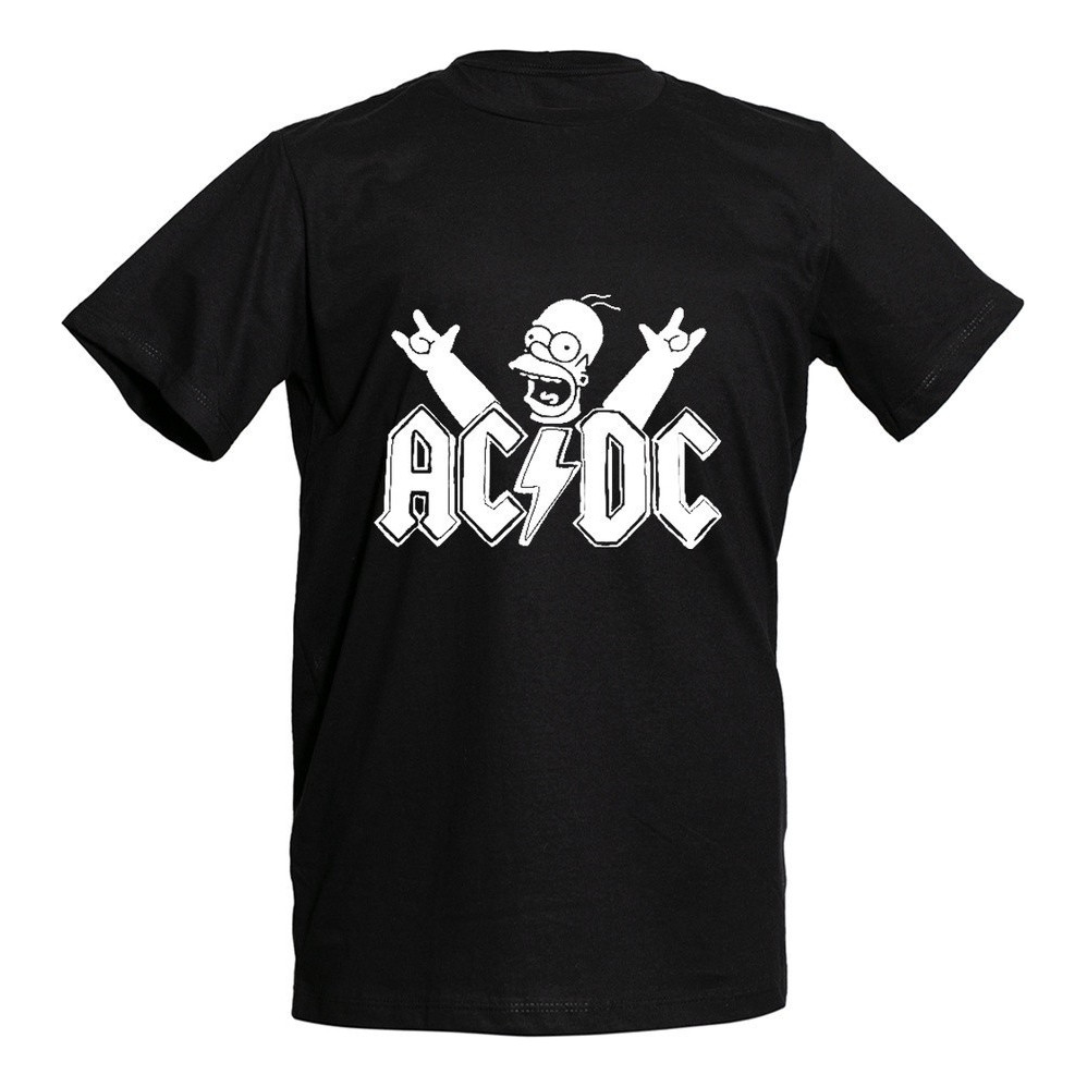 Camiseta Serie Banda Rock Acdc Simpson Homer Unissex Show Festival