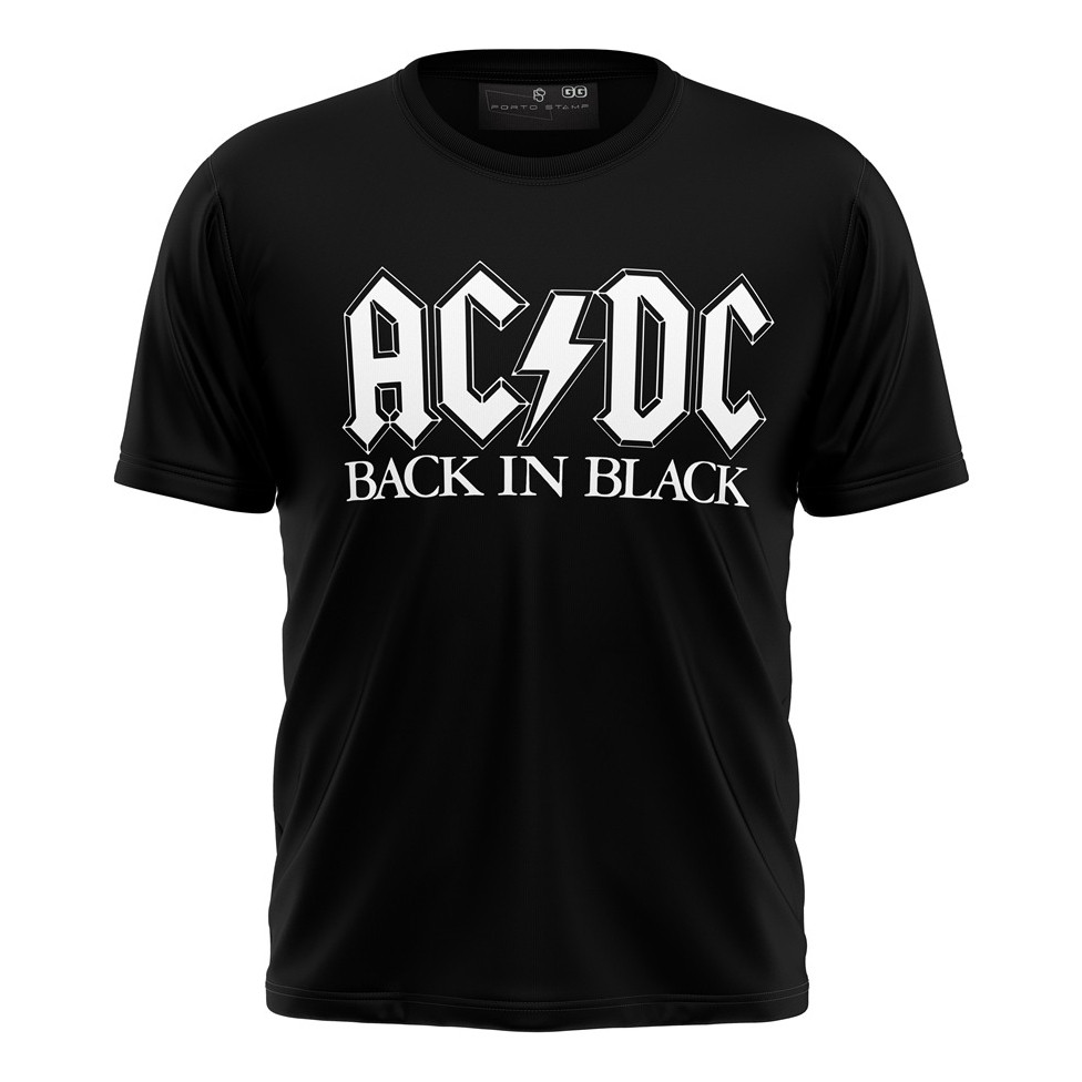 Camiseta Tradicional Banda Rock Acdc Black In Black Unissex Festival Show