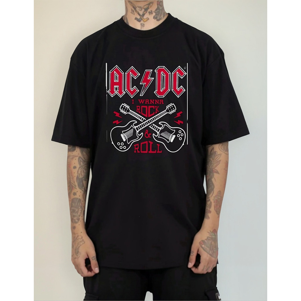 Camiseta Adulto Acdc Rock N Roll Banda 41 Turne Banda Festival Show Masculina
