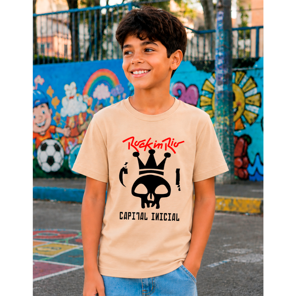 Camiseta camisa infantil banda capital inicial rock festival música