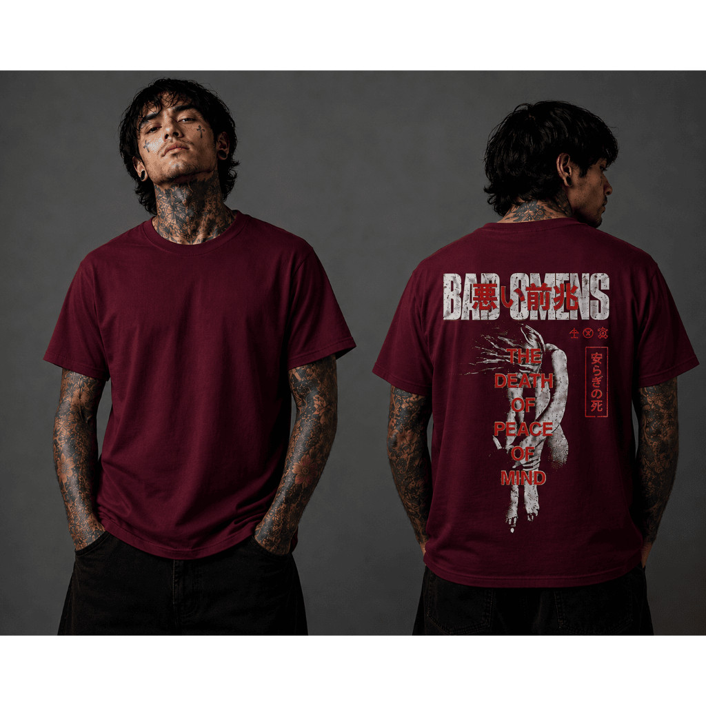 camiseta basica algodão premium unissex banda bad omens rock caveira dark exclusiva festival turn