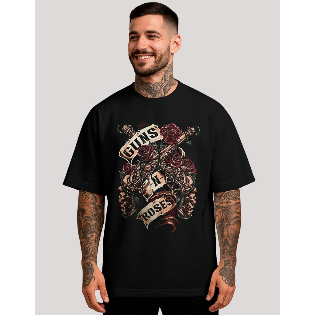 Camiseta Camisa oversized Guns N' Roses Banda De Rock Show Brasil Festival