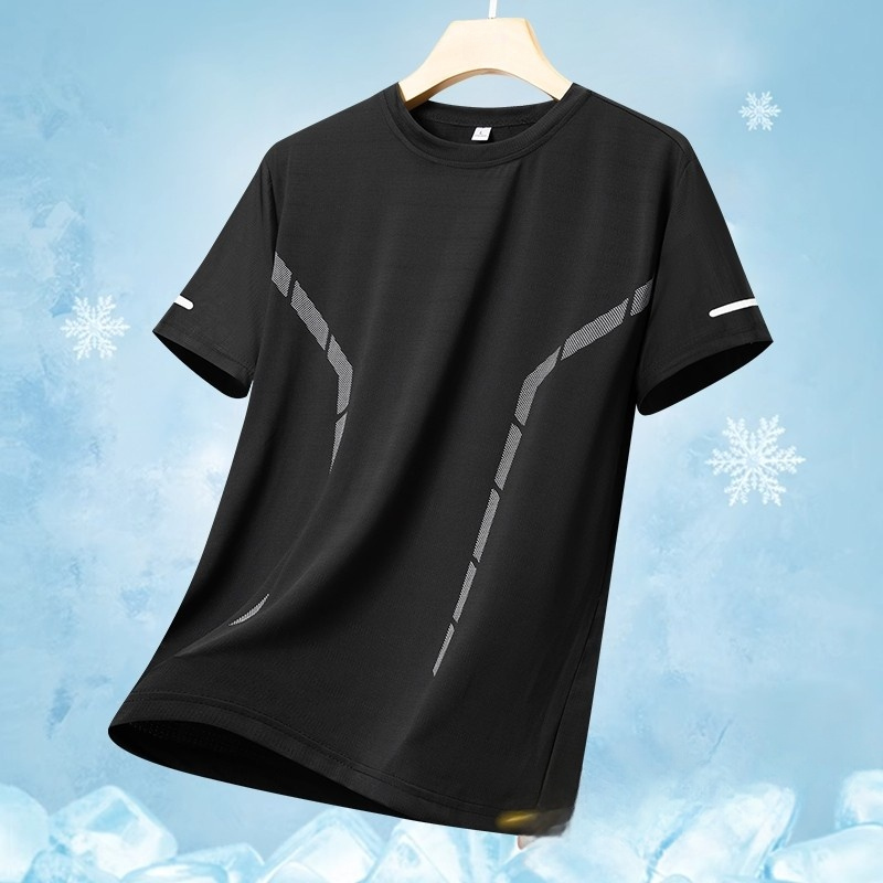 Roupas de trabalho verão em torno do pescoço tamanho grande moletom trabalho de secagem rápida gelo seda masculina camis