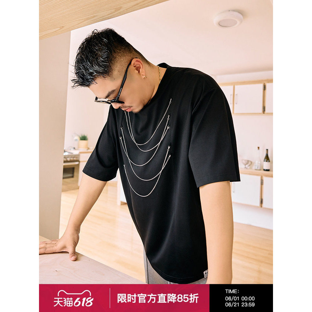 210g Wayne Zeville Solto Tamanho Grande Homens Verão Em Torno Do Pescoço Corrente Decoração Moda Split Manga Curta Camis