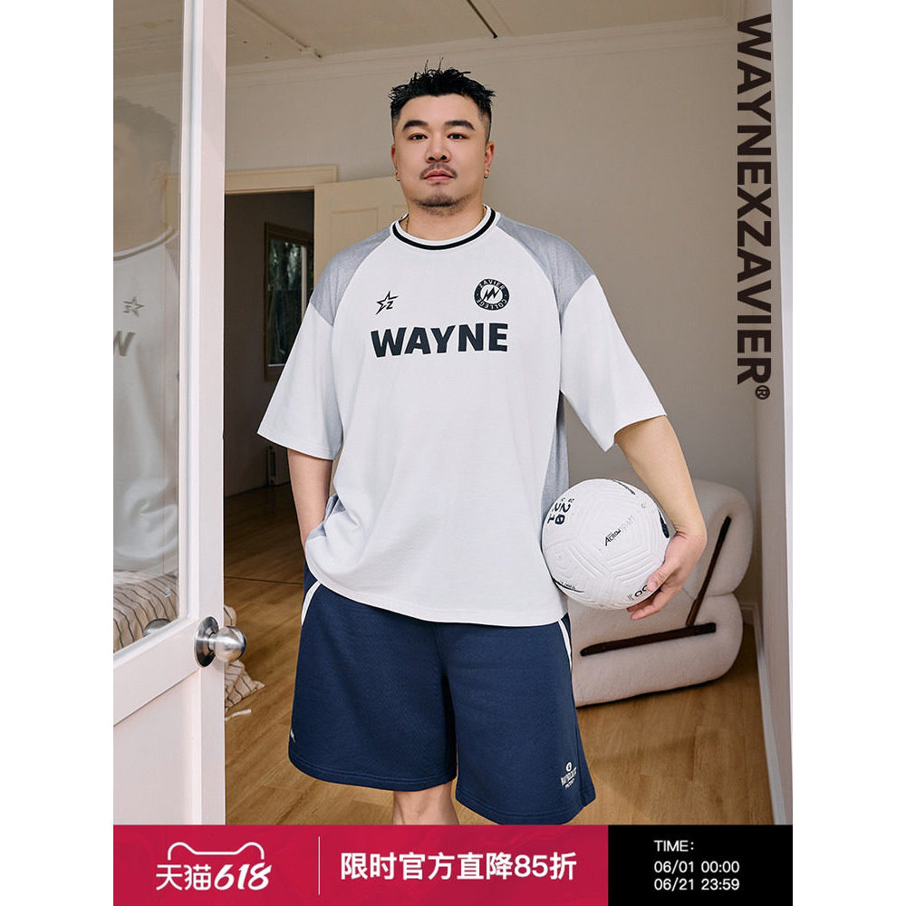 210g Wayne Zevier Solto Tamanho Grande Masculino Verão Em Torno Do Pescoço Malha Costura Estilo Esportivo Impresso Camis