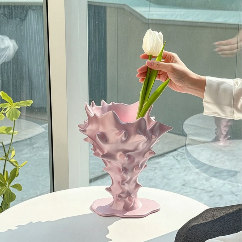 3d Printed Modern Flower Vase – Minimalist Artistic Floral Holder for Home Room Bedroom Office Decor Unique Decorative