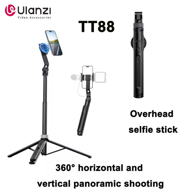Ulanzi TT88 Selfie Stick Tripé De Telefone Com Extensão De Braçadeira Magnética Para Vlog De Transmissão Ao Vivo