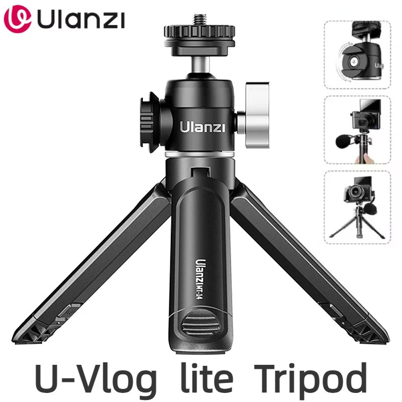 Ulanzi U-Vlog Lite Tripé Extensível Dual Cold Shoe Ball Head Selfie Stick Para Câmera De Smartphone
