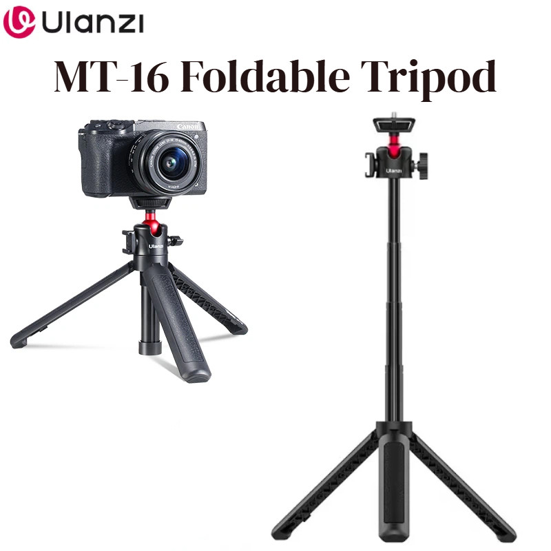 Ulanzi MT-16 Tripé Dobrável Sapata Fria Cabeça Esférica 1/4'Bastão De Selfie Para Câmera DSLR Vlog