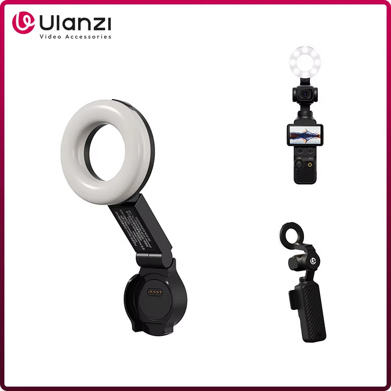 Ulanzi LM004 Mini Ring Light Luz De Vídeo Para Gimbal DJI Pocket 4 Luz De Selfie Luz De Vídeo Magnética Para Viagem Vlog