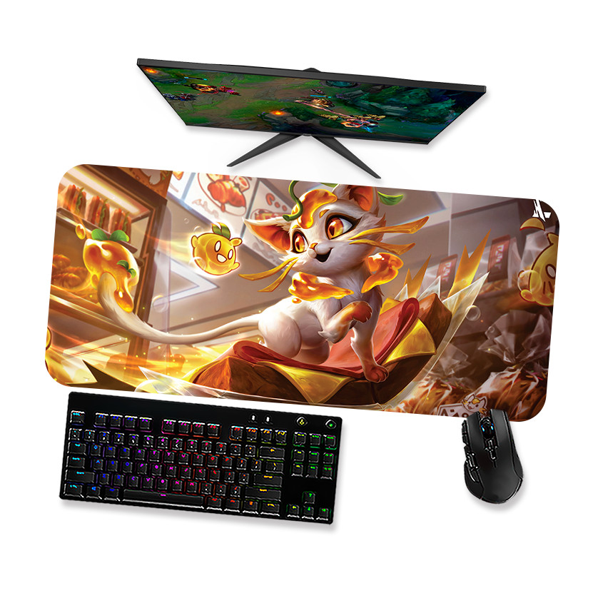 Mousepad Lol Yuumi food spirit 1 LOL Speed Costurado Mouse pad Gamer 90x40 70x30 80x40 60x40 45x40