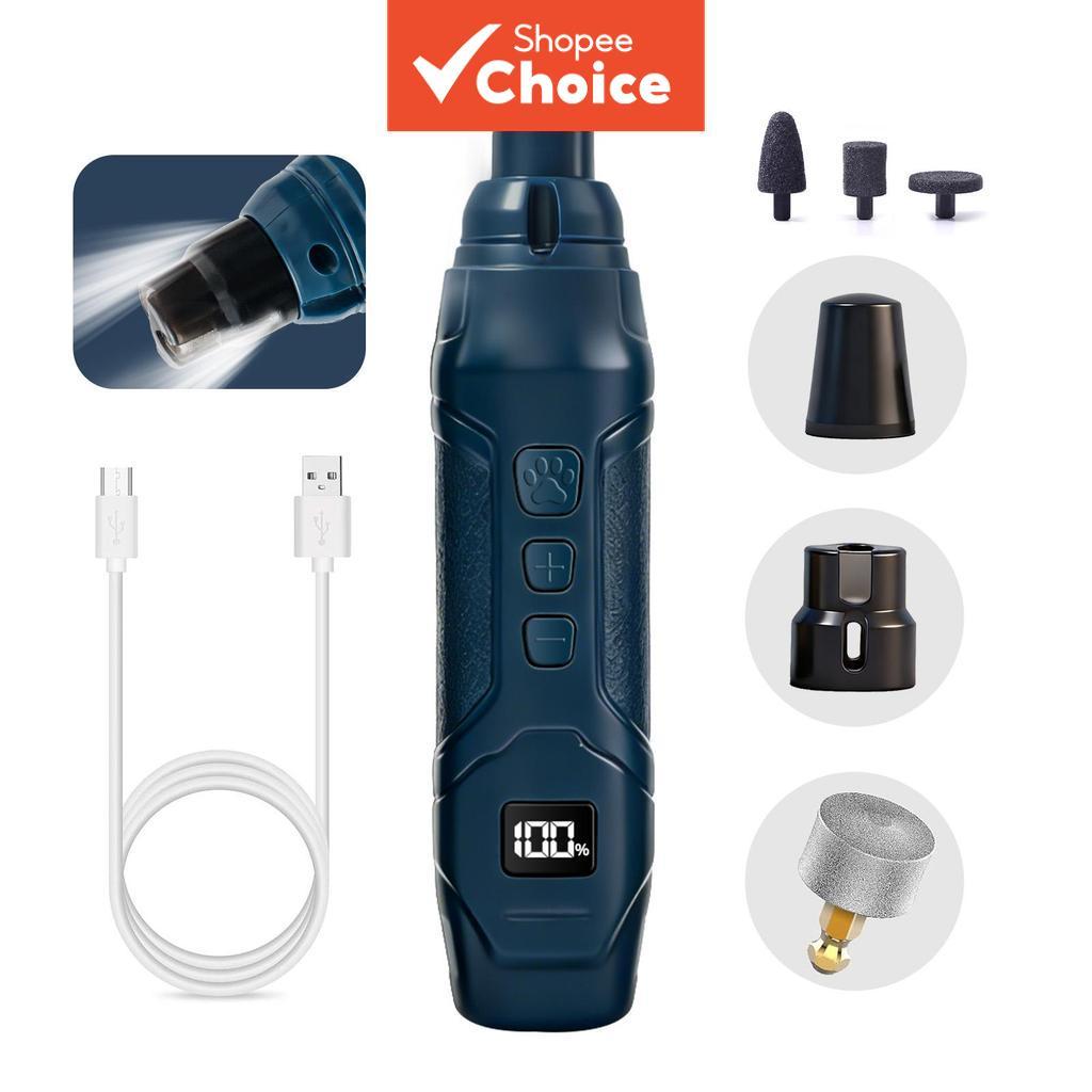Moedor De Unhas Profissional Aparador Elétrico Luz LED Carregamento USB 3 Cabeças Moagem Cães Gatos Pata Bálsamo Para Ga