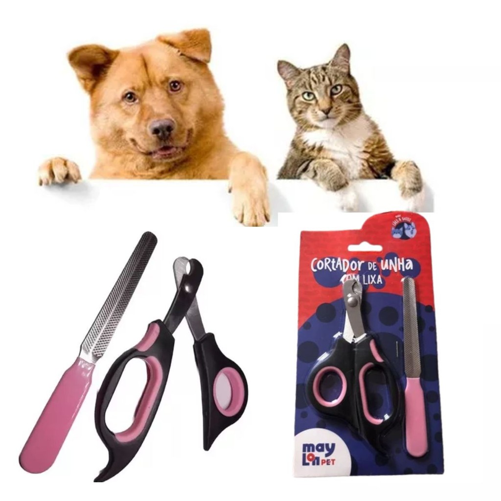 Kit Alicate Aparador De Unha Lixa Pet Cão Gato Cachorro