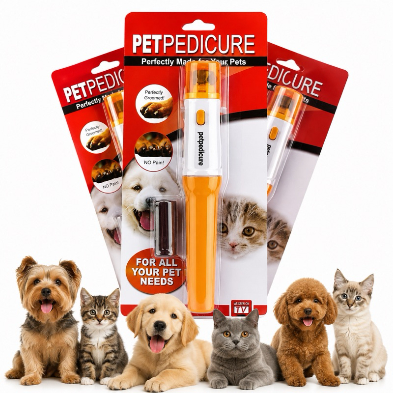 Lixador de Unhas Pet Elétrico com 3 Lixas para Cães e Gatos | Aparador Sem Dor Portátil a Pilhas