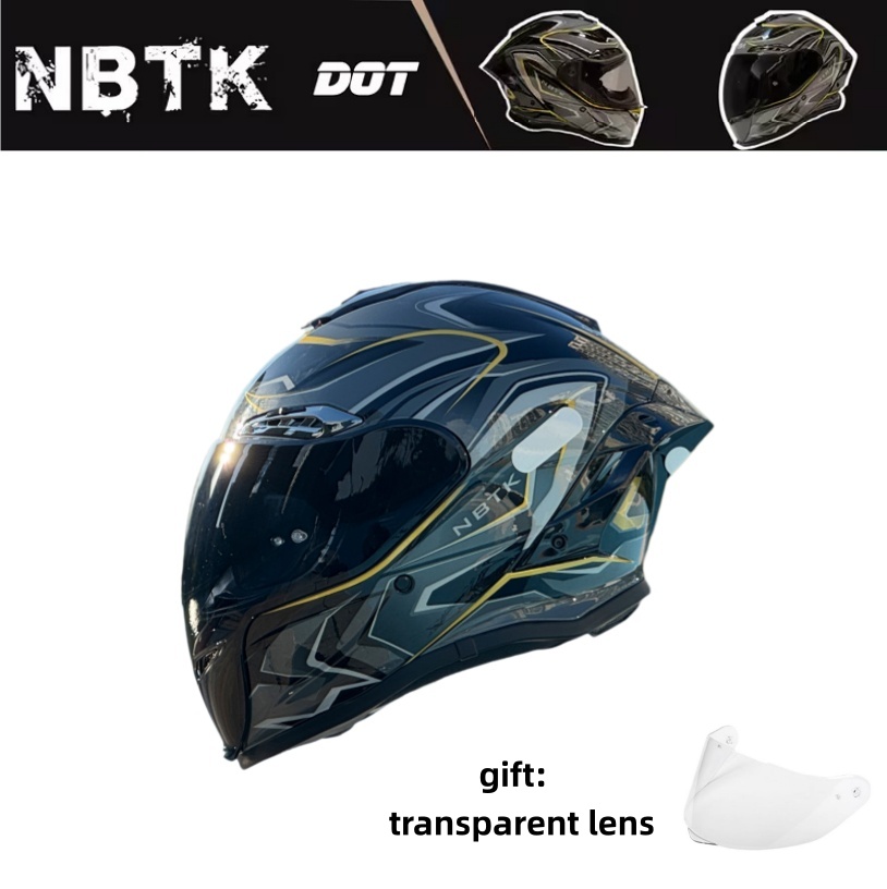 Capacete integral NBTK, Certificado DOT&ECE, estilo preto metálico, ABS+EPS, forro lavável, saídas de ar ajustáveis,