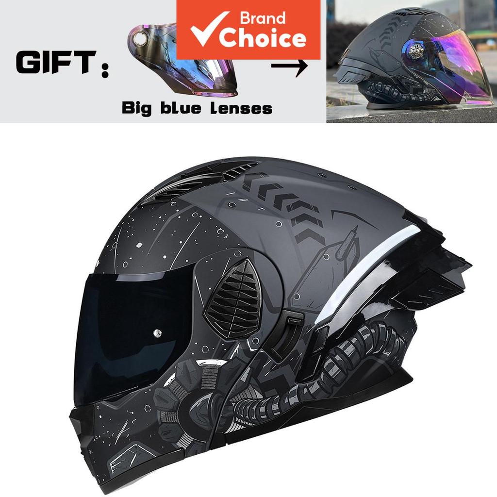 Capacete de Motocicleta Flip-up NBTK 3 em 1 com Estrelas Galáxia e Viseira Dupla (P–XG) – Fechado a Aberto/3/4