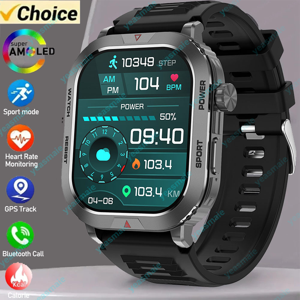2024 Novo GPS Robusto Militar Smart Watch Men Bluetooth Chamada De Monitoramento Da Saúde AI Esportes De Voz Smartwatch À Prova D'água Freqüência Cardíaca Feminina
