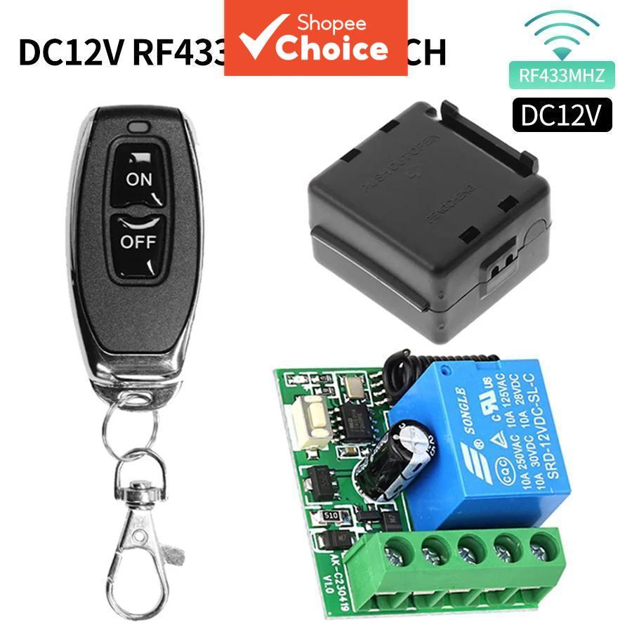 Um Conjunto De Kit De Controle Remoto De Porta Sem Fio 433MHz , Receptor De Relé DC12V 1CH 10A Com Transmissor De 2 Botõ