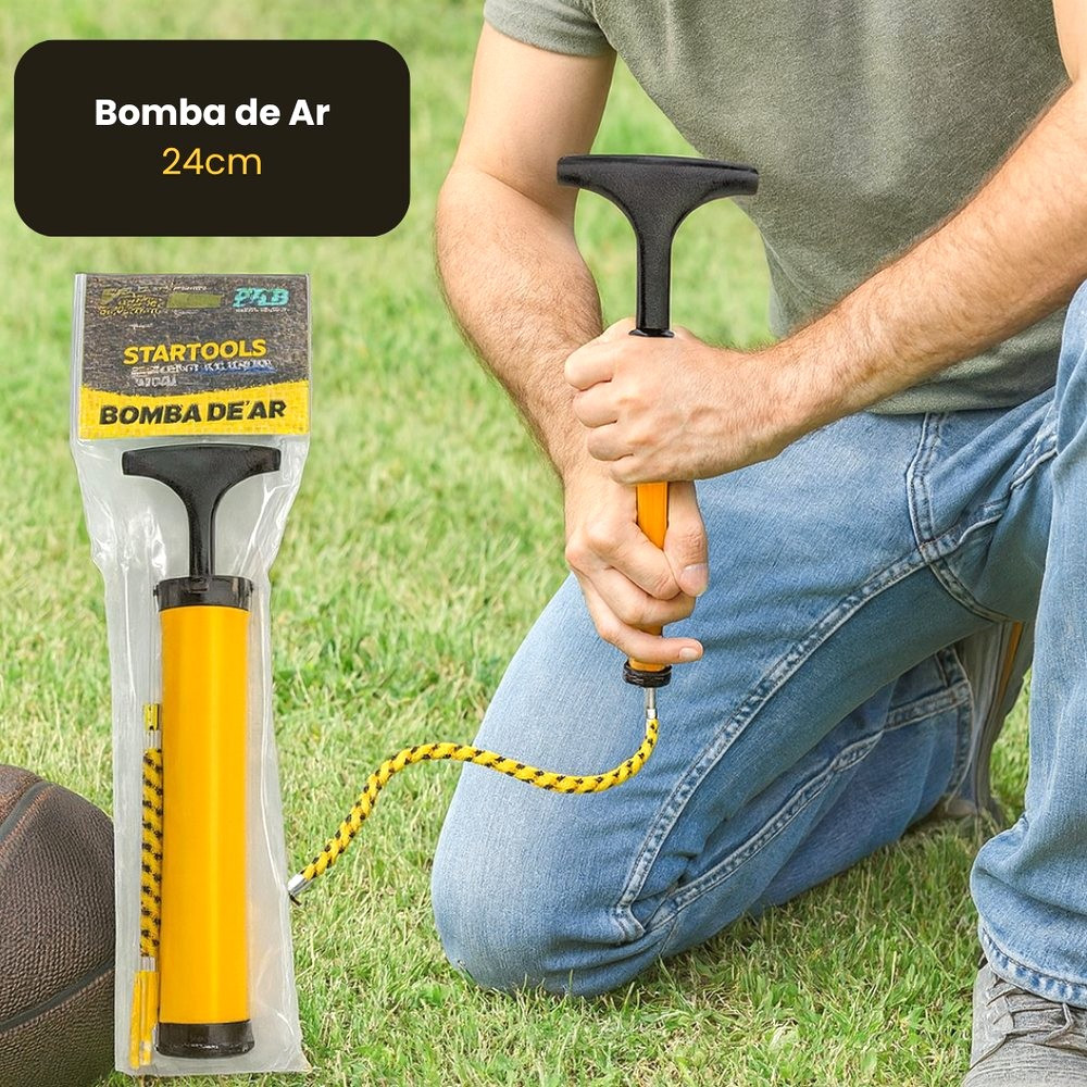 Bomba de Ar Manual 24cm Portátil Para Bola Futebol Basquete Bicicleta