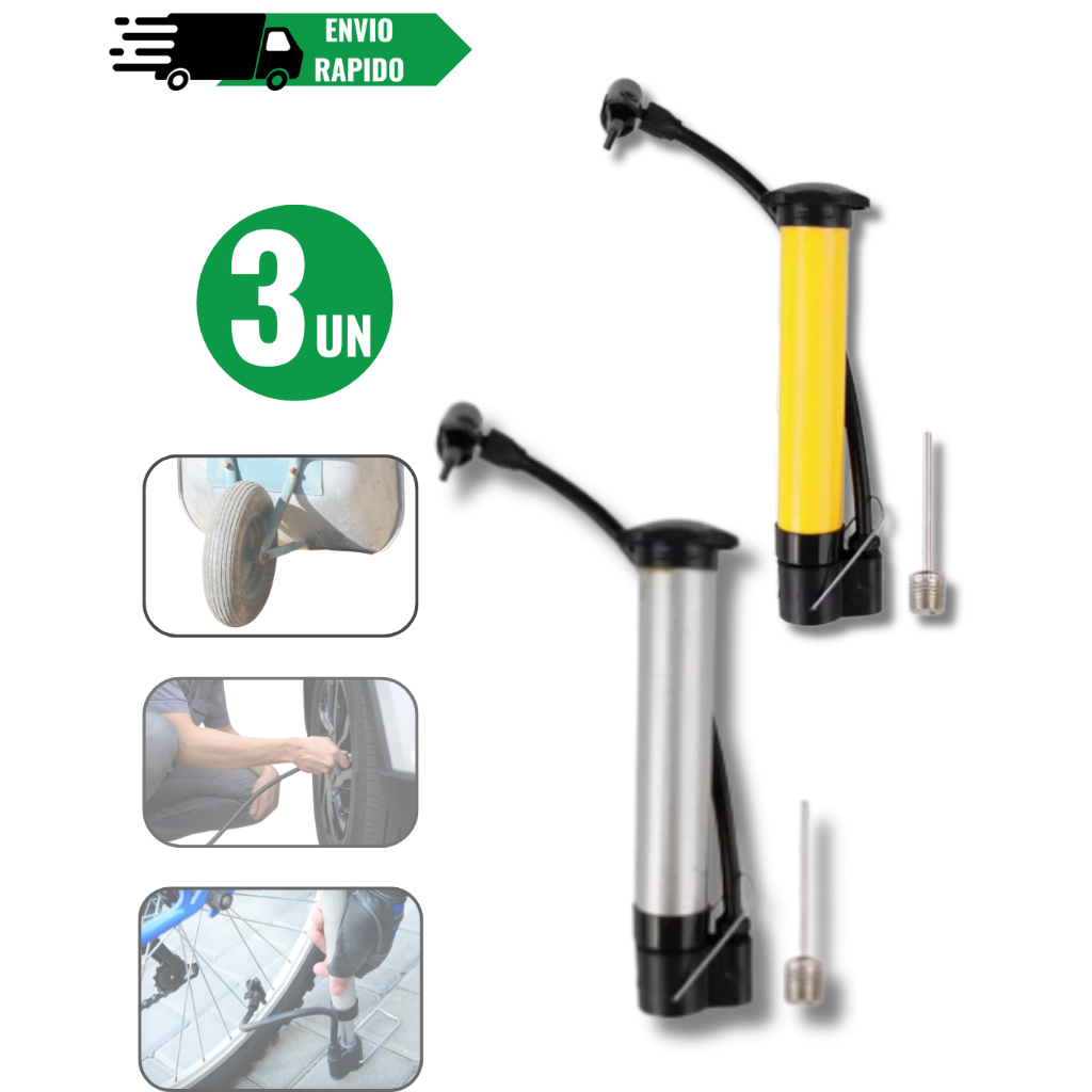 Conjunto Bomba De Ar Manual Para Encher Pneu Bicicleta Bike Bola Com Suporte