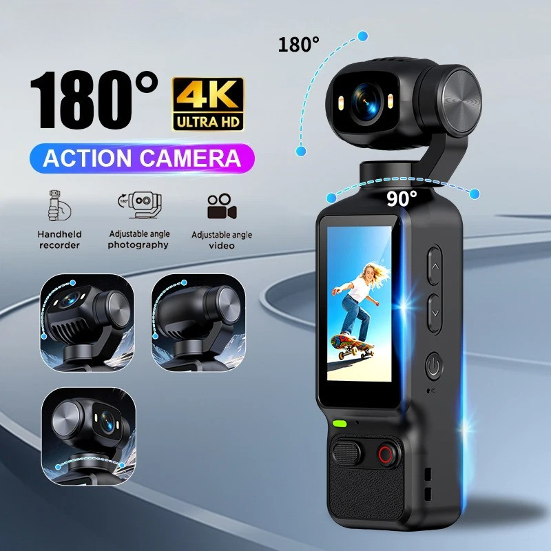 Câmera Esportiva Portátil 4k HD Com Lente Flip Para Vlog , Ciclismo Ao Ar Livre , Anti-Vibração , Gimbal